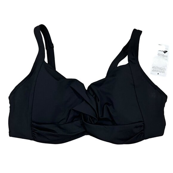 Lands' End 16W Women's Black Nylon/Spandex Underwire Swim Bra Top NWT - Picture 1 of 3
